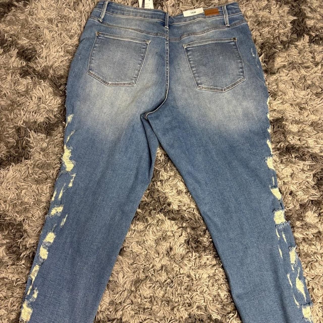 Judy Blue Straight Leg Jeans Size 18W Destroyed Side Seam 6