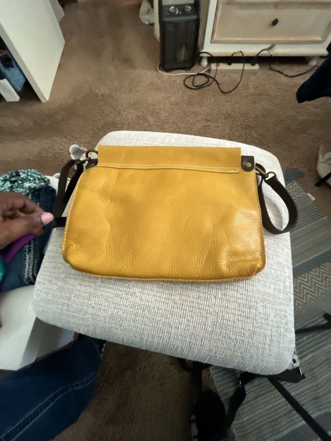 Borse in Pelle Genuine Leather Yellow Crossbody Handbag Made in Italy 6