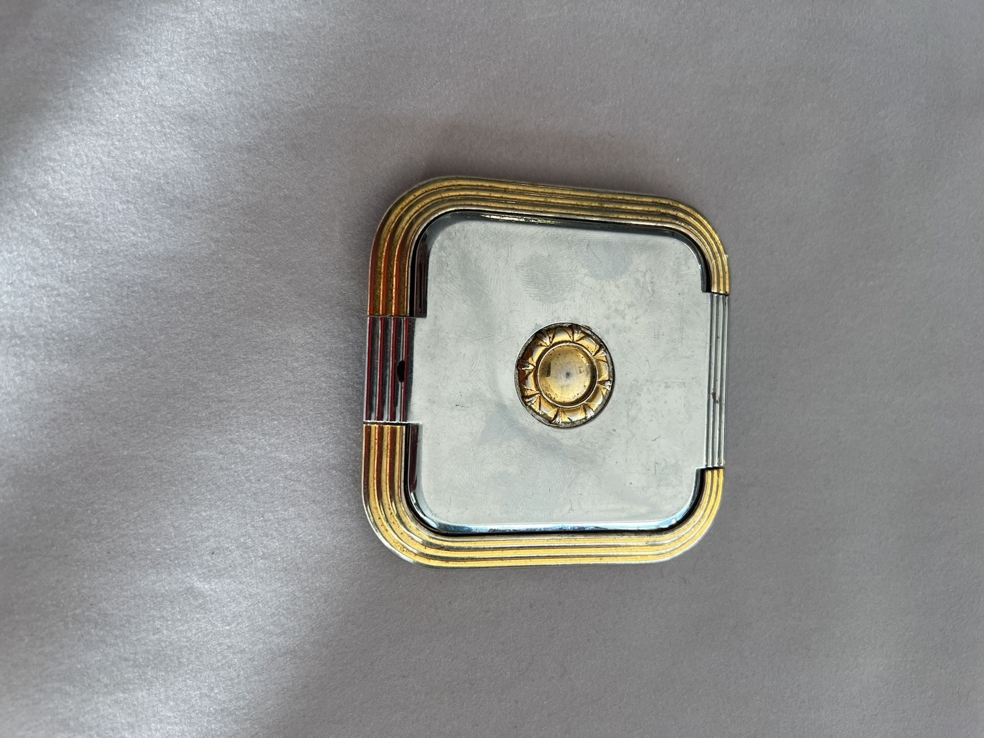 Vintage Gold and Silver Tone Square Compact Mirror 2