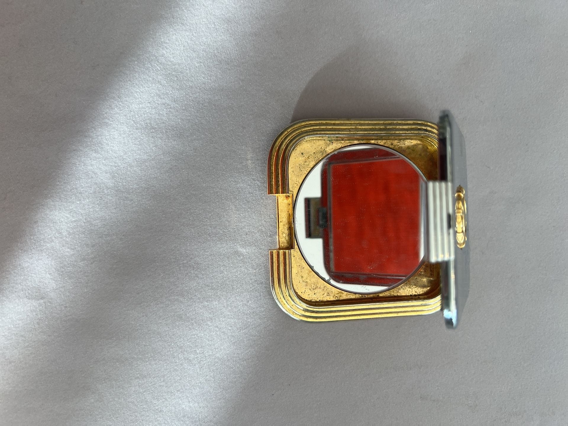 Vintage Gold and Silver Tone Square Compact Mirror 3