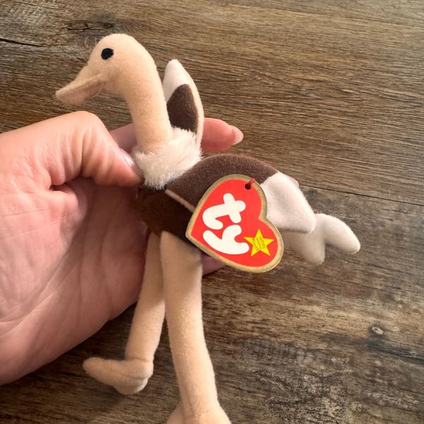1997 Ty Teenie Beanie Babies Stretchy The Ostrich Plush Toy