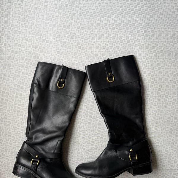 Lauren Ralph Lauren Mesa Black Leather Riding Boots