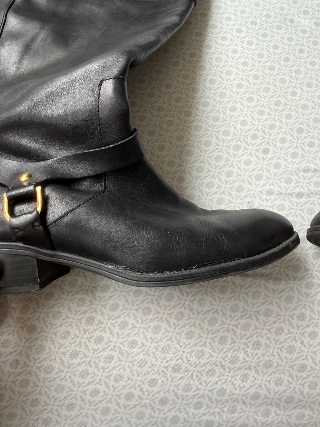 Lauren Ralph Lauren Mesa Black Leather Riding Boots 9