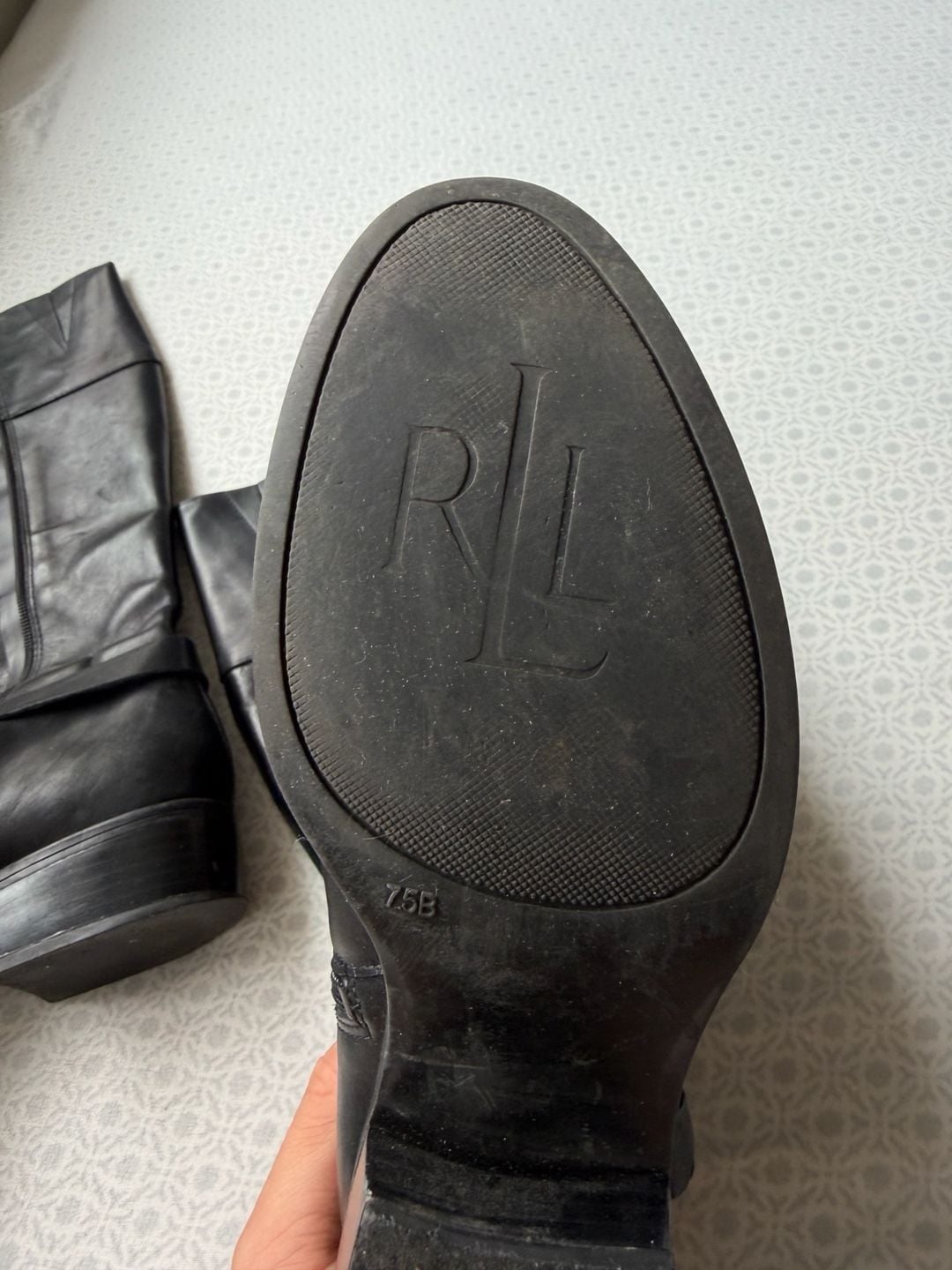 Lauren Ralph Lauren Mesa Black Leather Riding Boots 16