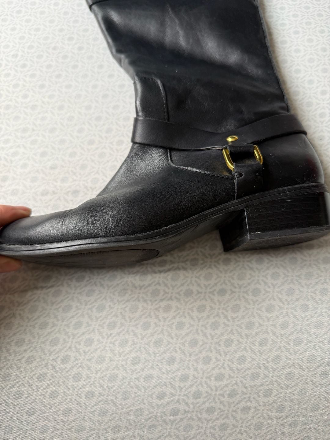 Lauren Ralph Lauren Mesa Black Leather Riding Boots 19