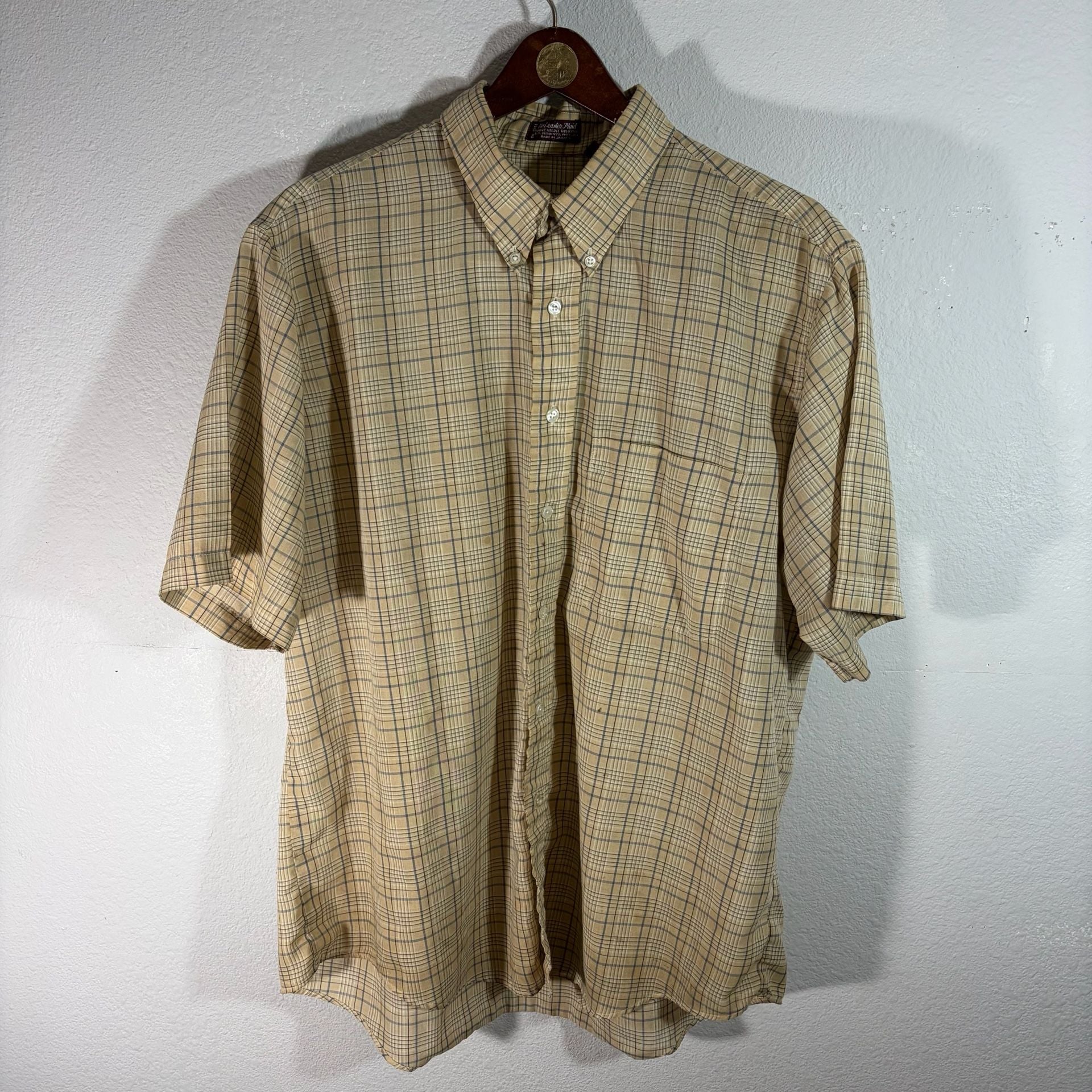Vintage Y2K Tan Striped Button Up tee shirt 2