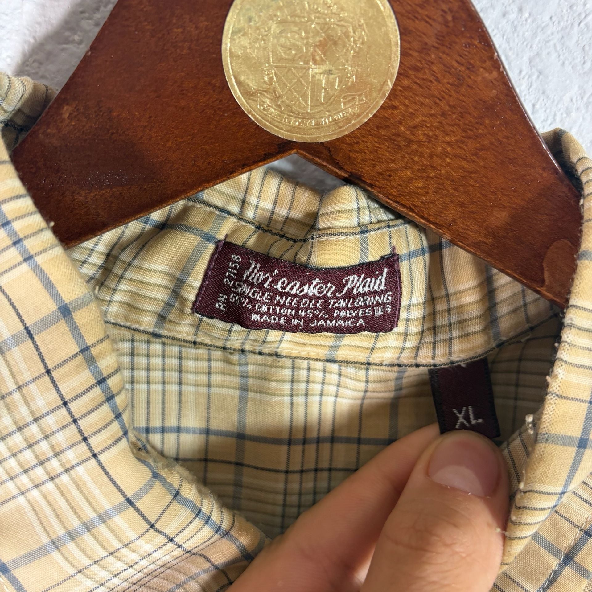 Vintage Y2K Tan Striped Button Up tee shirt 3