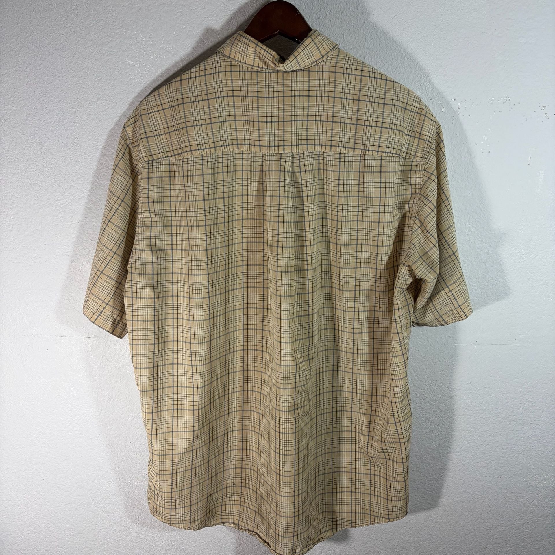 Vintage Y2K Tan Striped Button Up tee shirt 4