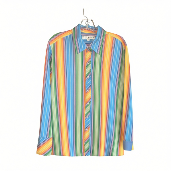 Vintage Tommy Hilfiger Button Up Shirt Size 20 Multicolor Rainbow Striped