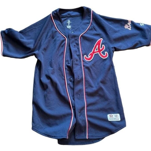 True Fan Atlanta Braves Baseball Jersey Small Blue MLB