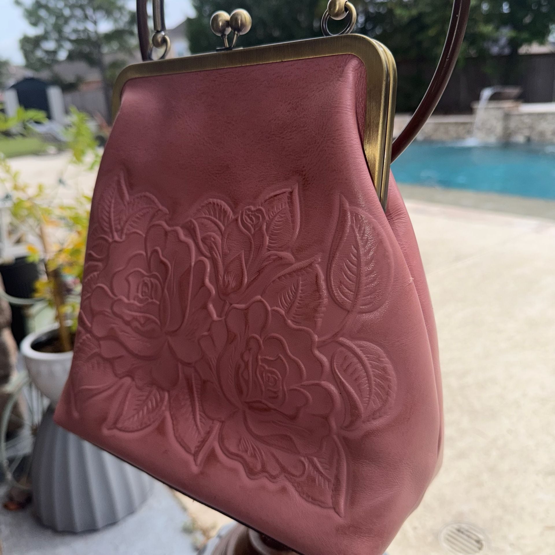 Patricia Nash Pink Rose Embossed Leather Purse Handbag #26V1026 14