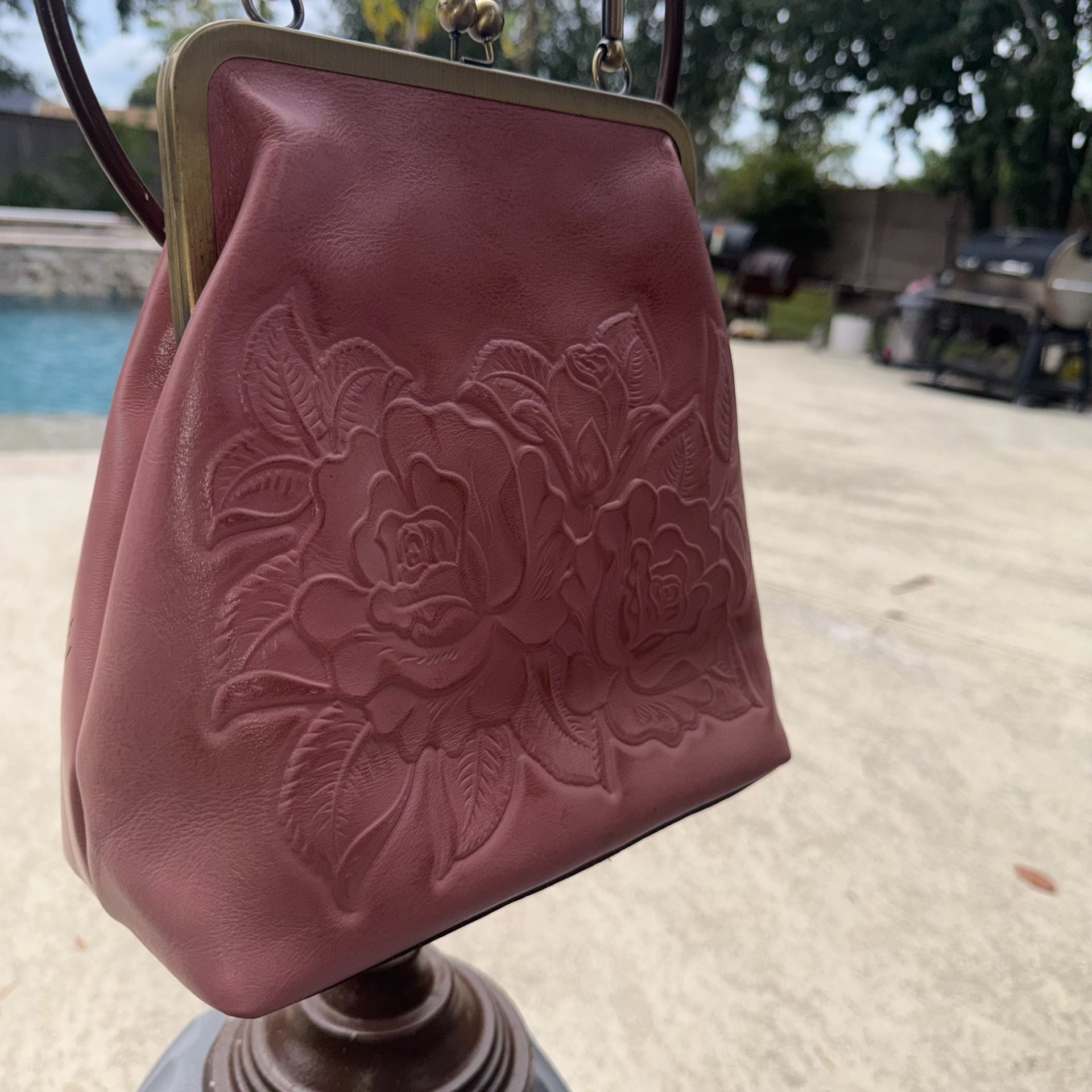 Patricia Nash Pink Rose Embossed Leather Purse Handbag #26V1026 16