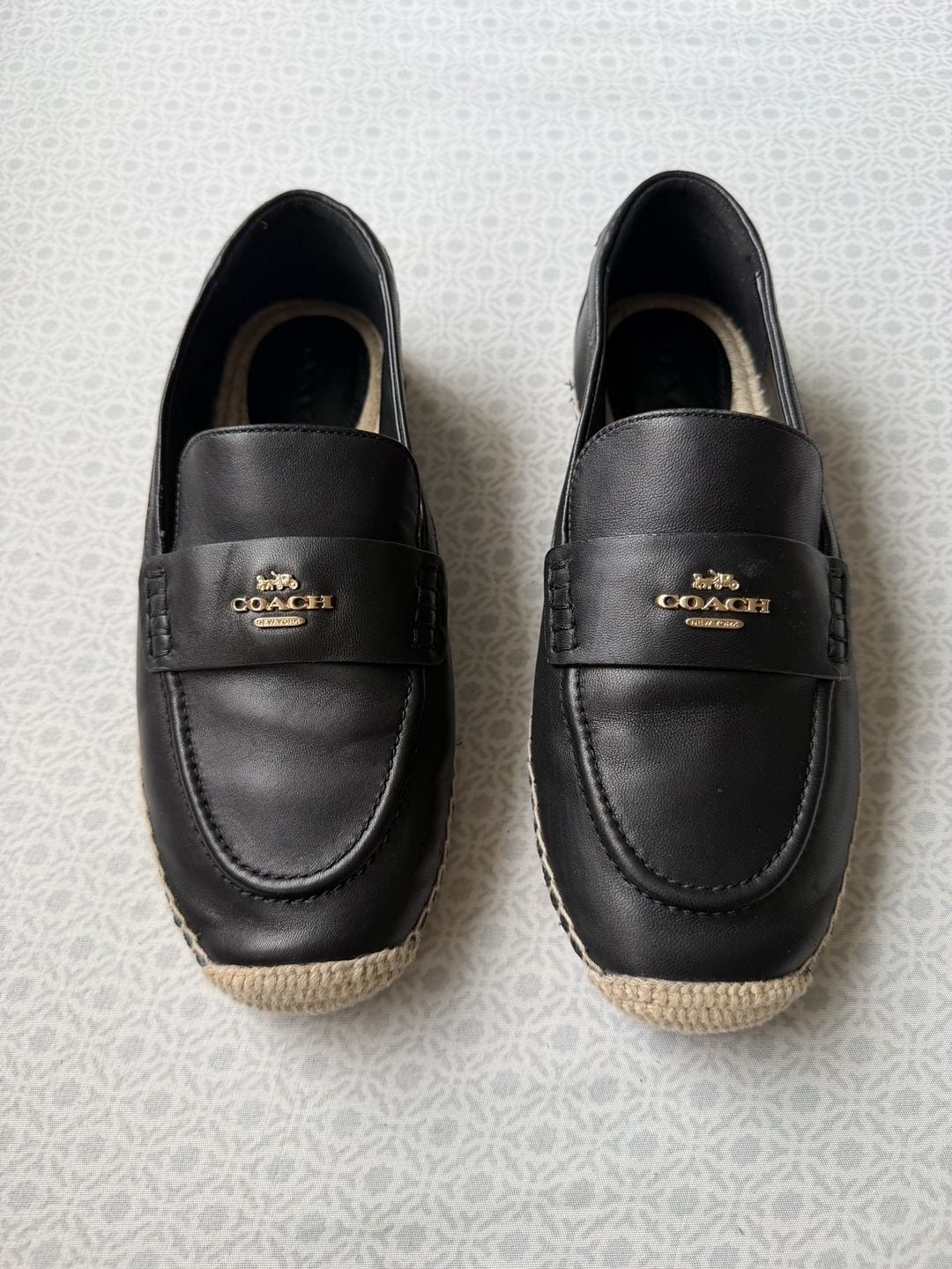 Coach Loafer Espadrille Black Leather Flat Shoes 2