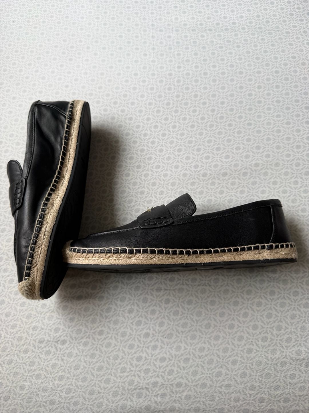 Coach Loafer Espadrille Black Leather Flat Shoes 4
