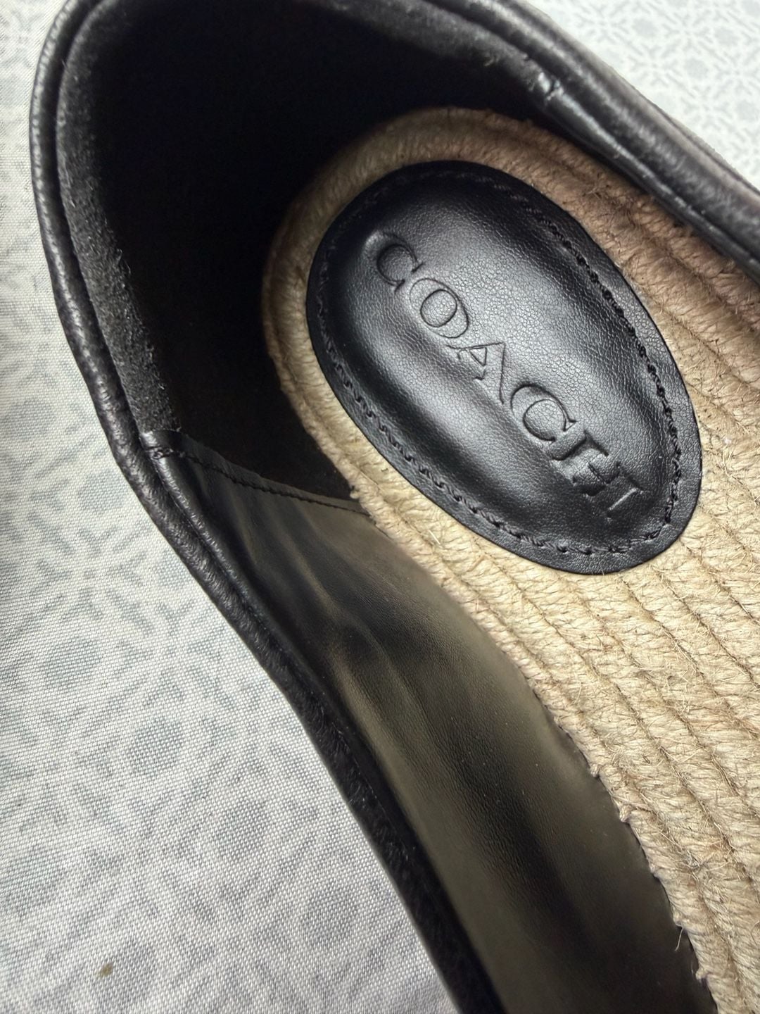 Coach Loafer Espadrille Black Leather Flat Shoes 5