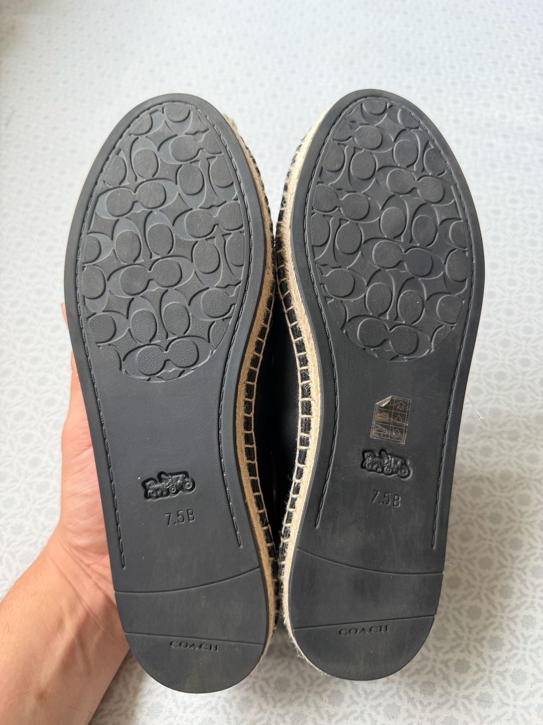 Coach Loafer Espadrille Black Leather Flat Shoes 6