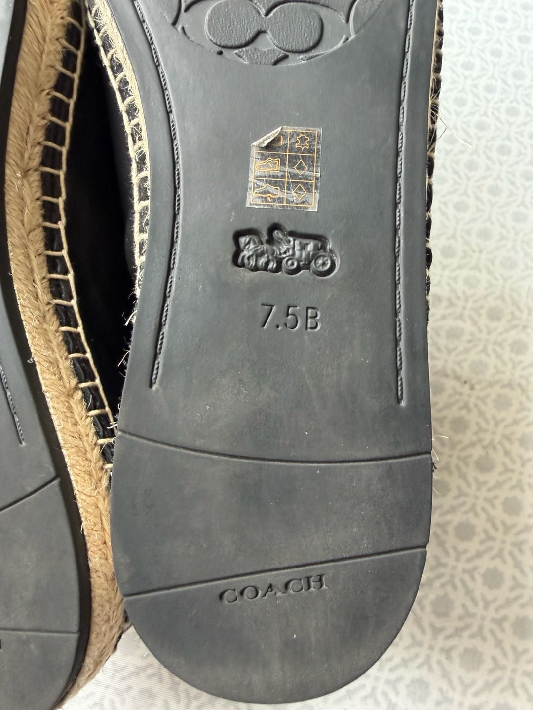 Coach Loafer Espadrille Black Leather Flat Shoes 7