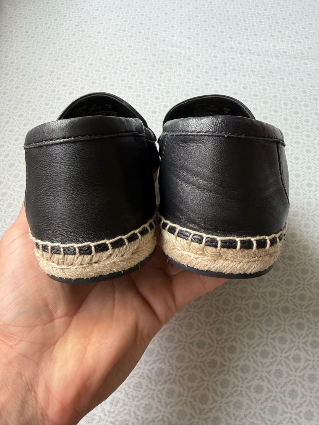 Coach Loafer Espadrille Black Leather Flat Shoes 9