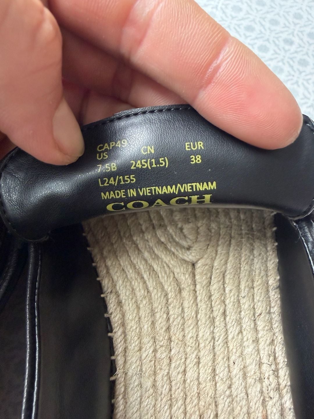 Coach Loafer Espadrille Black Leather Flat Shoes 8