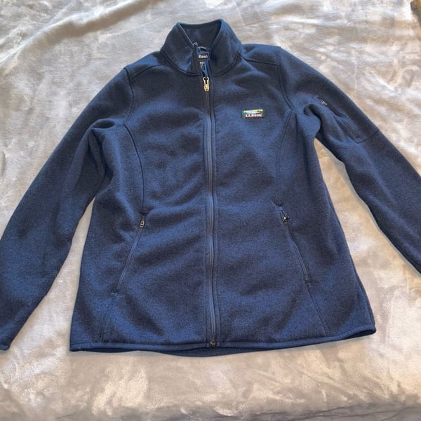 Woman’s LL Bean Sweater Fleece Full Zip Jacket Blue size large 