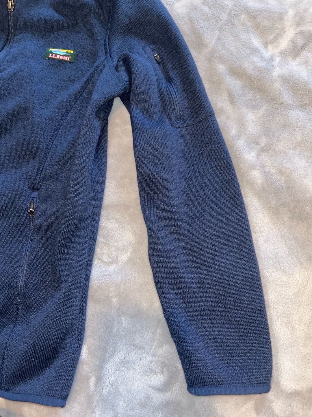 Woman’s LL Bean Sweater Fleece Full Zip Jacket Blue size large 4