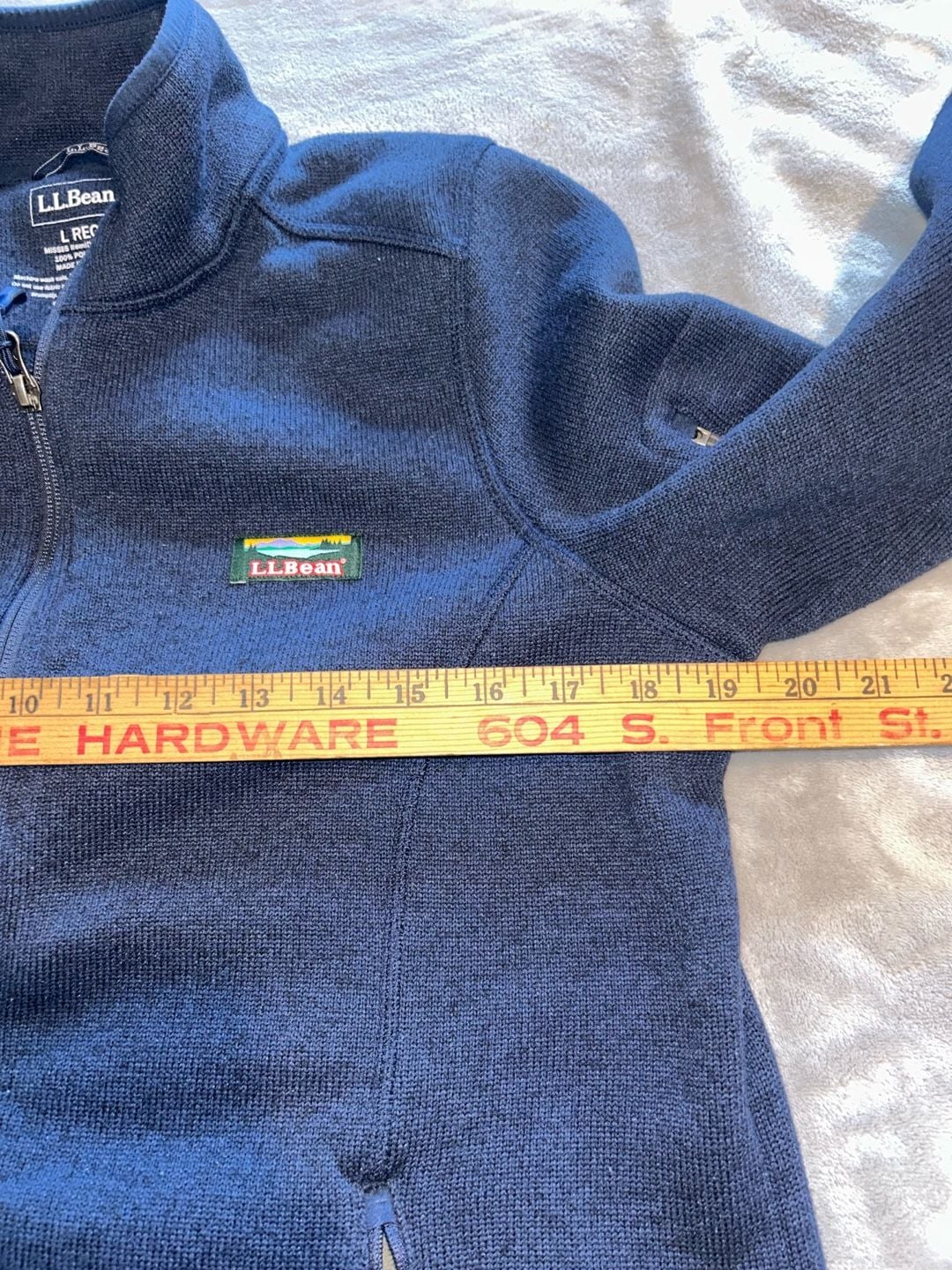 Woman’s LL Bean Sweater Fleece Full Zip Jacket Blue size large 8