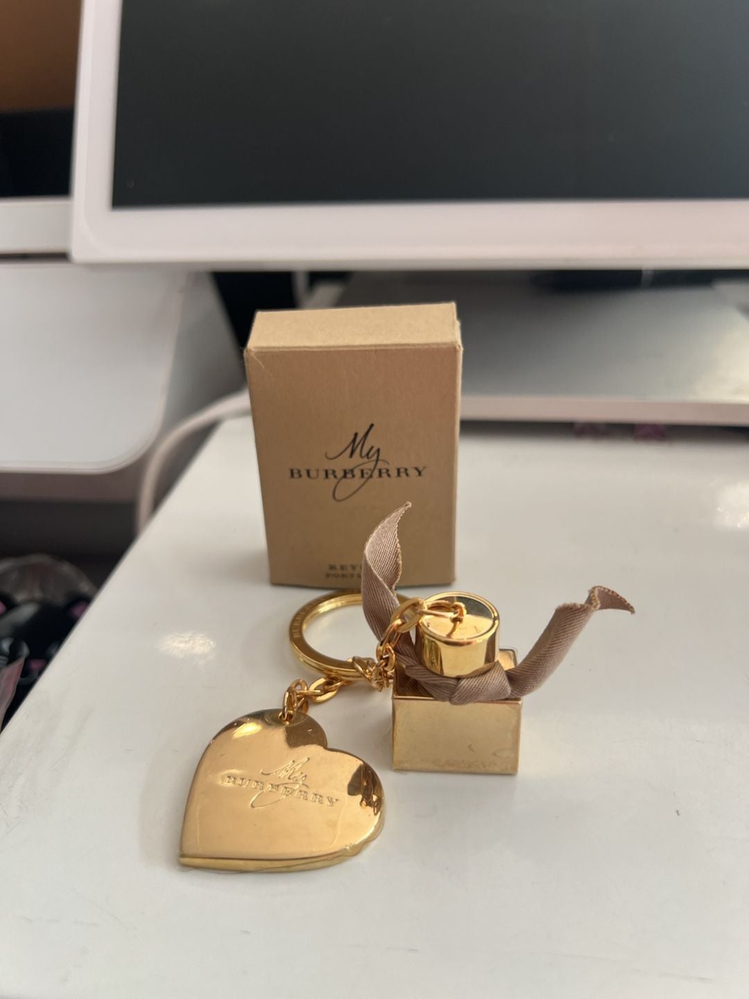 Burberry My Burberry Perfume Bottle and Heart Gold Key Ring Charm with Box 2
