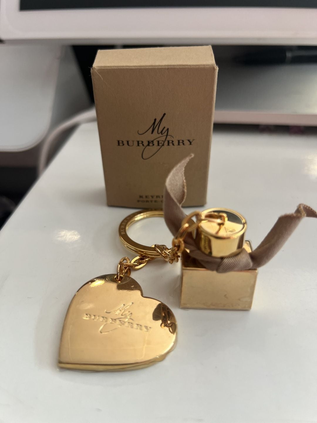 Burberry My Burberry Perfume Bottle and Heart Gold Key Ring Charm with Box 5