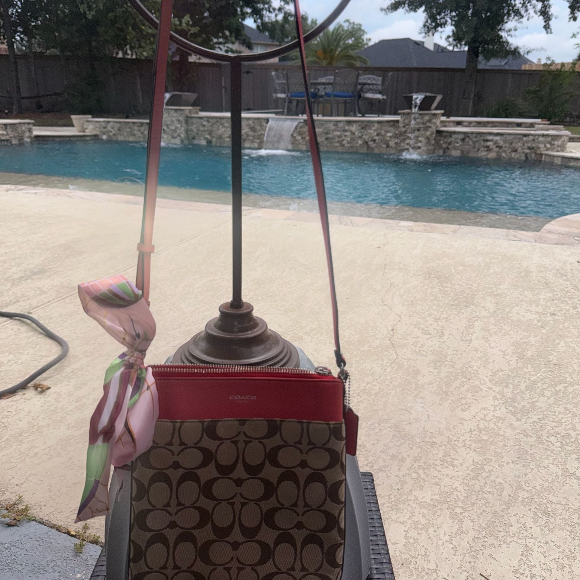 Coach Signature Canvas Crossbody Bag Tan Coral  Pink #12V1026 8