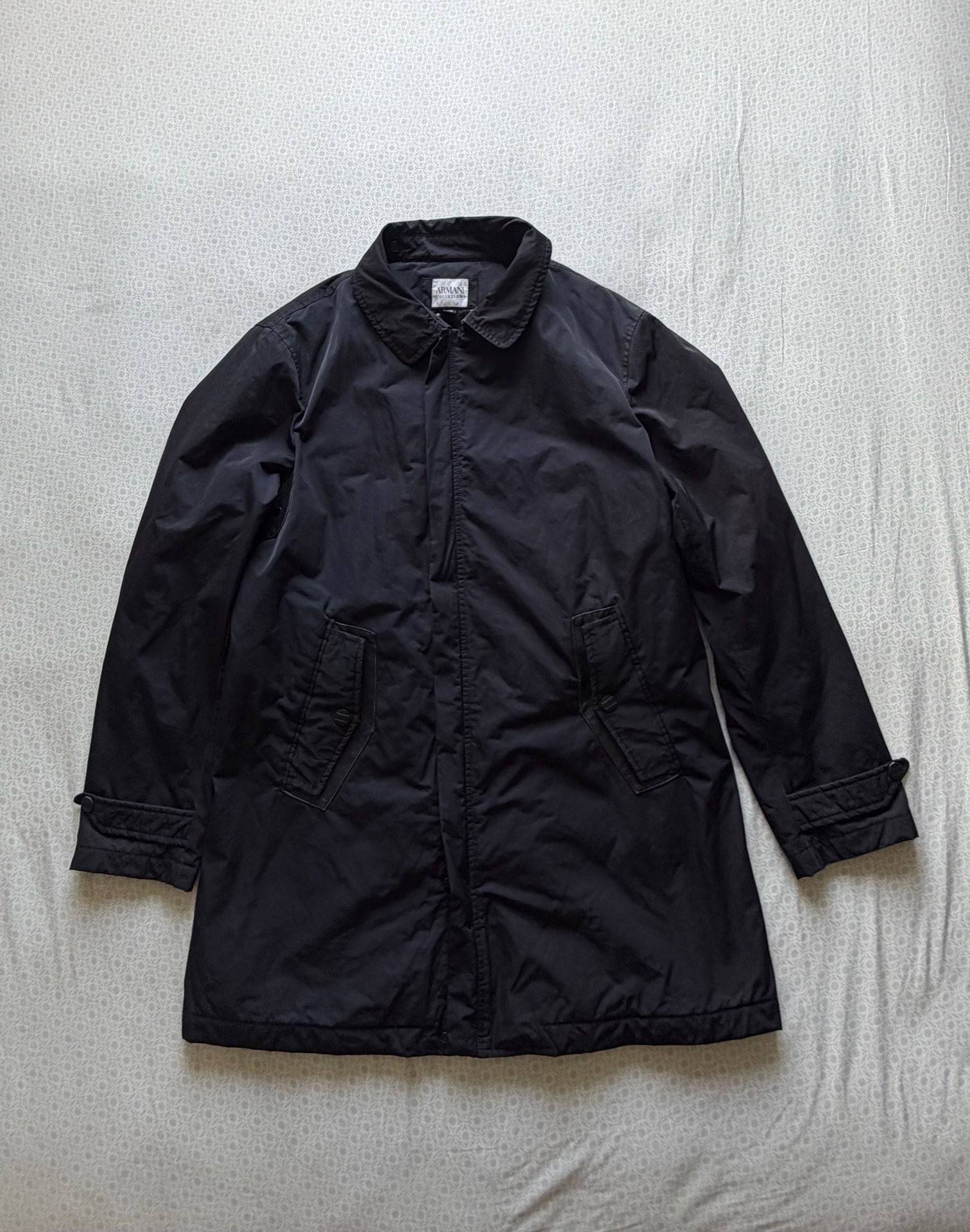 Armani Collezioni Black Nylon Trench Coat 2