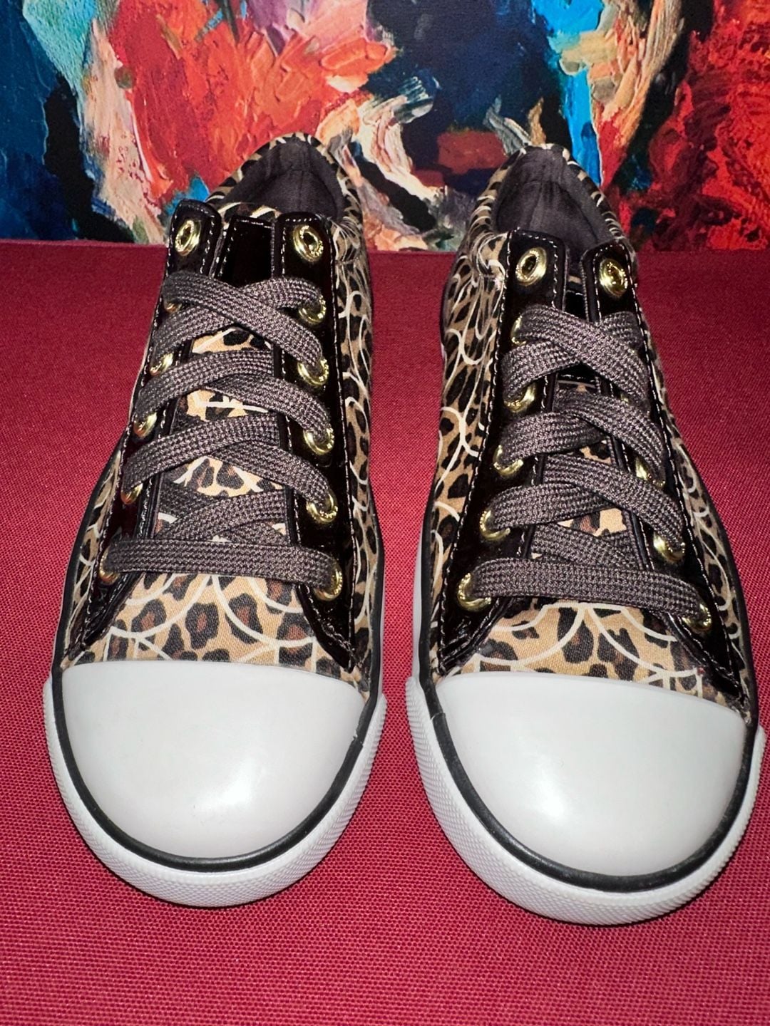 No.25 Coach Gema Leopard Print Sneakers Size 6.5B Animal Print Patent Leather 2