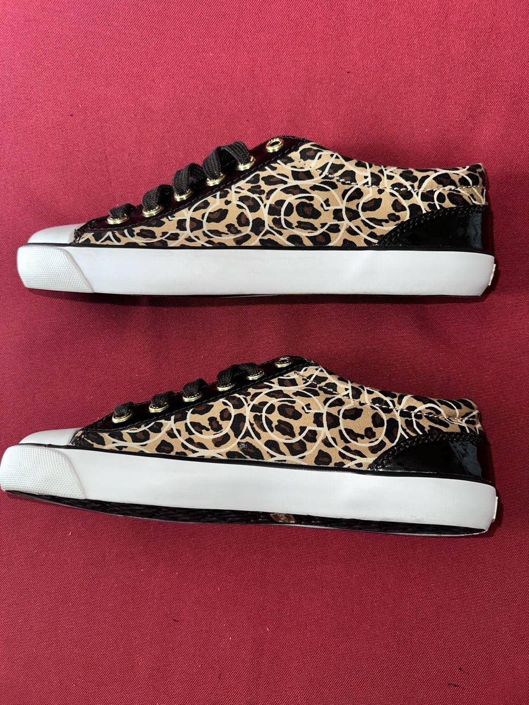 No.25 Coach Gema Leopard Print Sneakers Size 6.5B Animal Print Patent Leather 4