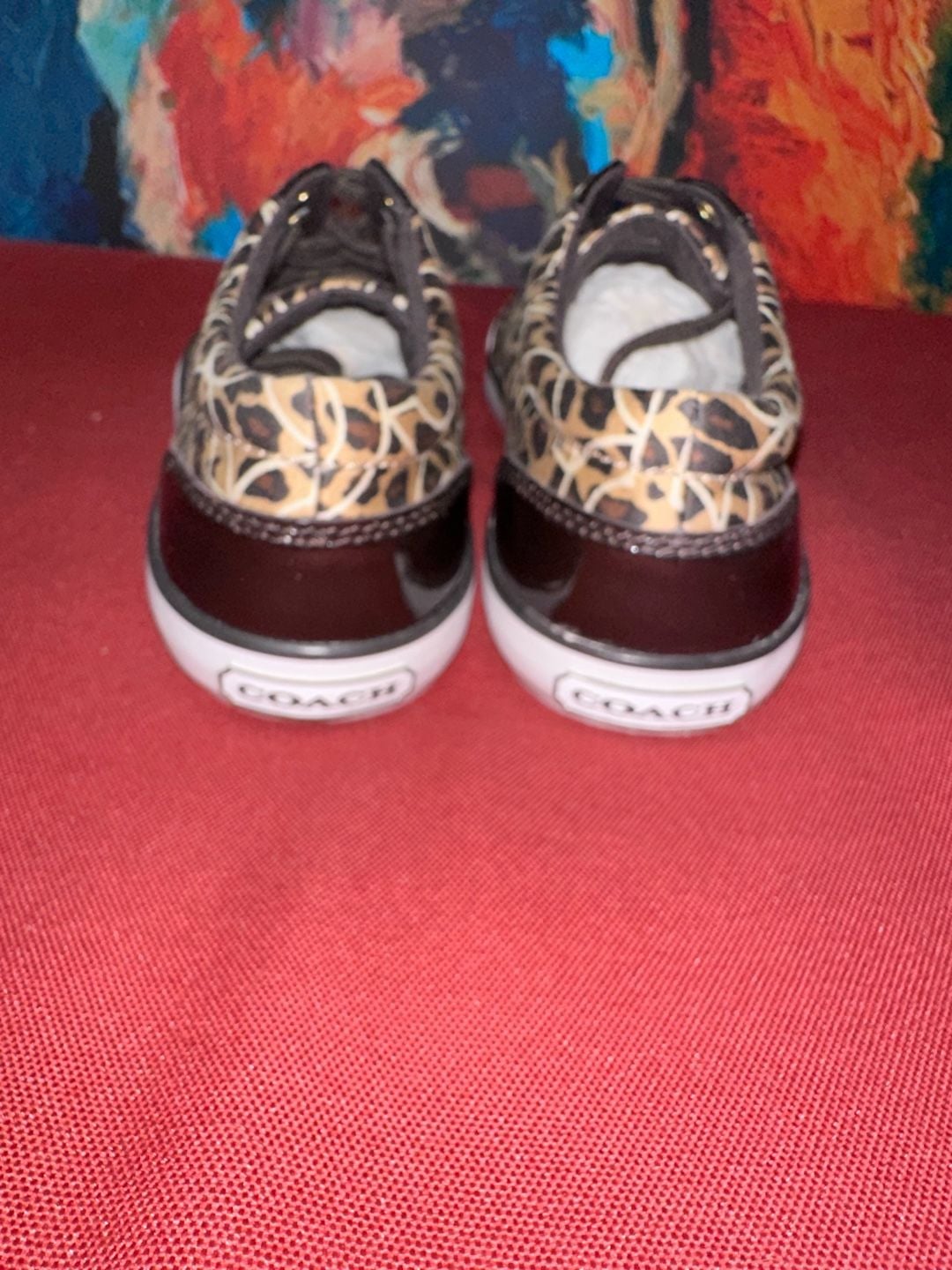 No.25 Coach Gema Leopard Print Sneakers Size 6.5B Animal Print Patent Leather 5
