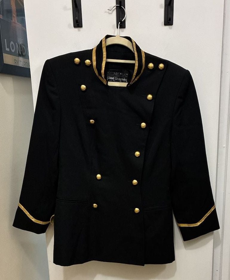 RARE! Vintage 1990s Comme Ca Des Halles Military Blazer Size 38 Black 2
