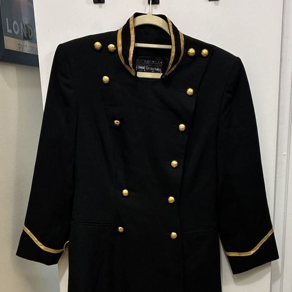 RARE! Vintage 1990s Comme Ca Des Halles Military Blazer Size 38 Black