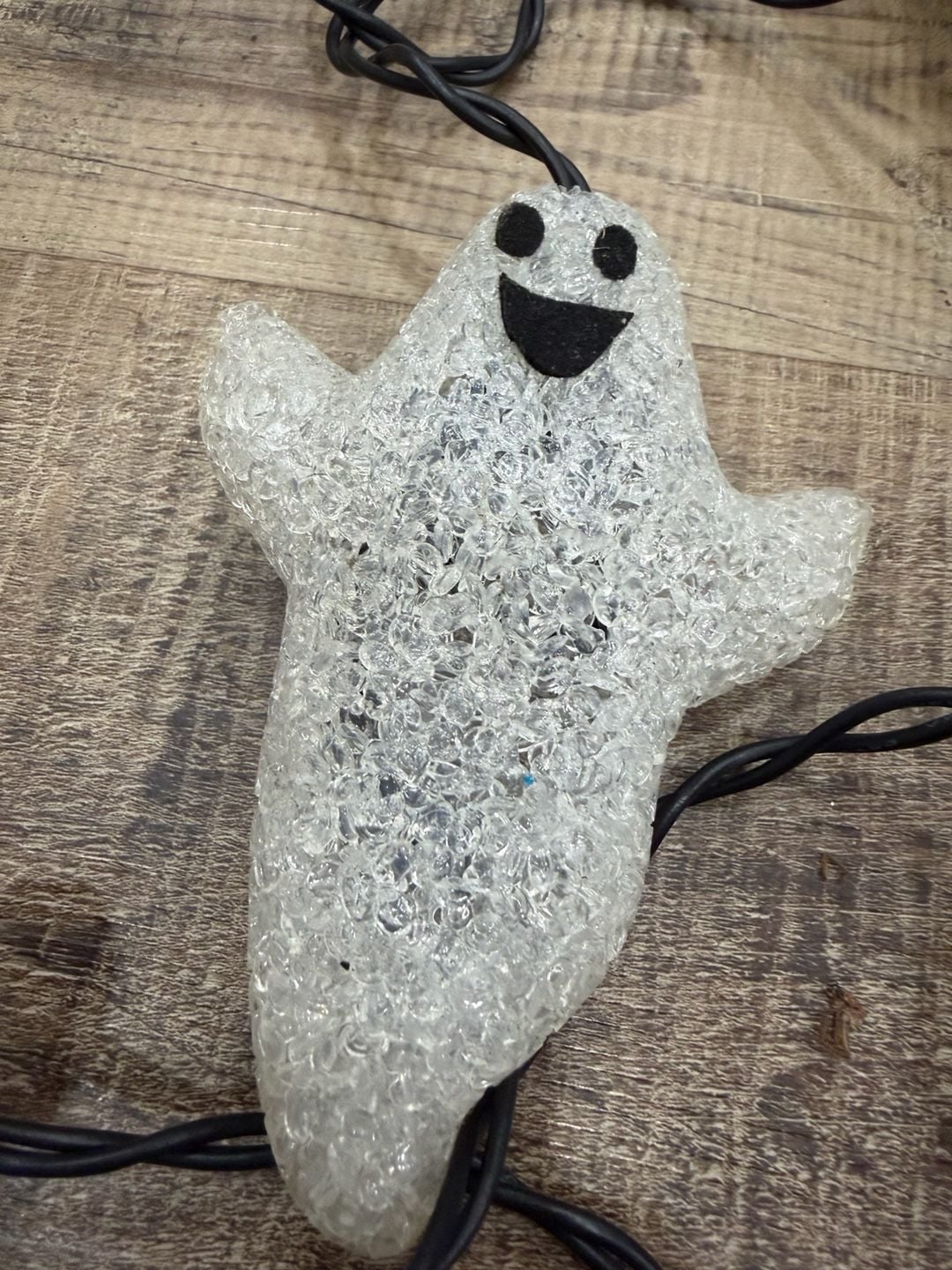 Vintage Melted Plastic Popcorn Ghost Halloween String Lights Lot of 2! Spooky 2