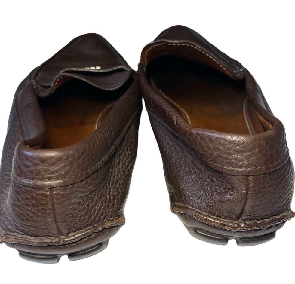Men’s Prada Brown Pebbled Leather Driving Loafers Size 12 4