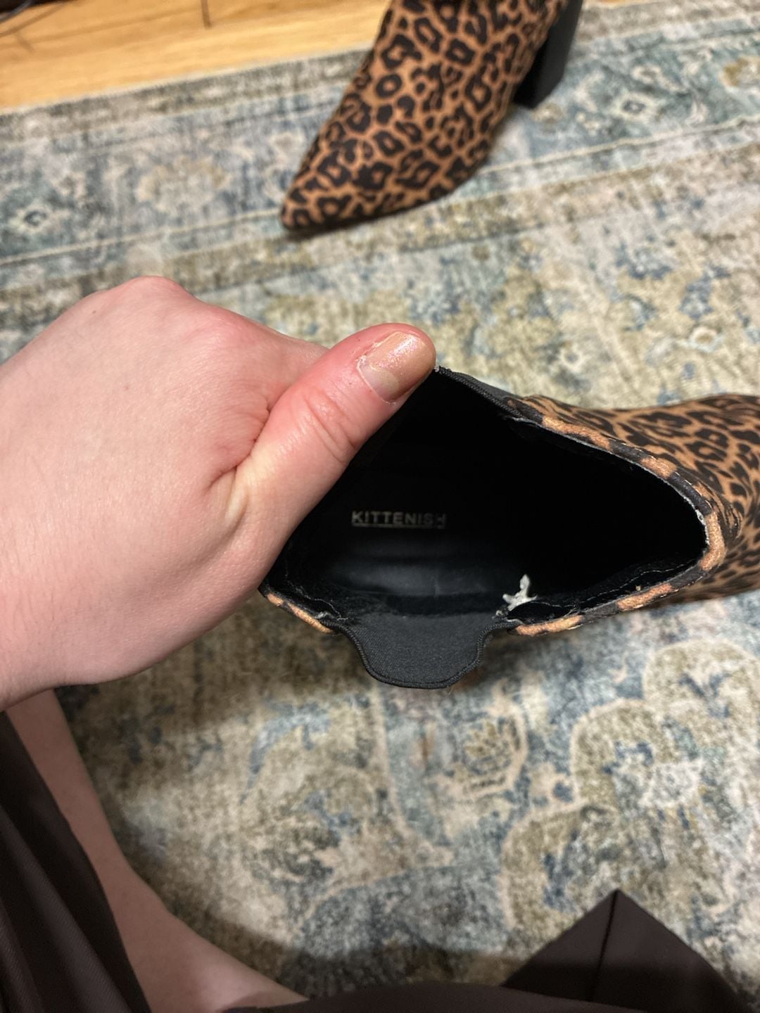 Kittenish Leopard Print Pointed Toe Booties Size 11 3