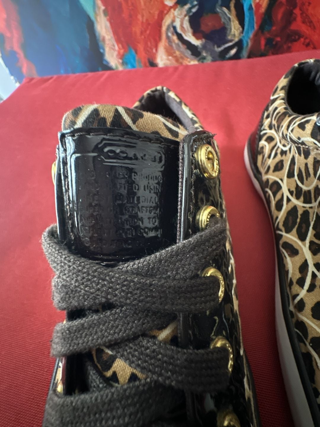 No.25 Coach Gema Leopard Print Sneakers Size 6.5B Animal Print Patent Leather 9