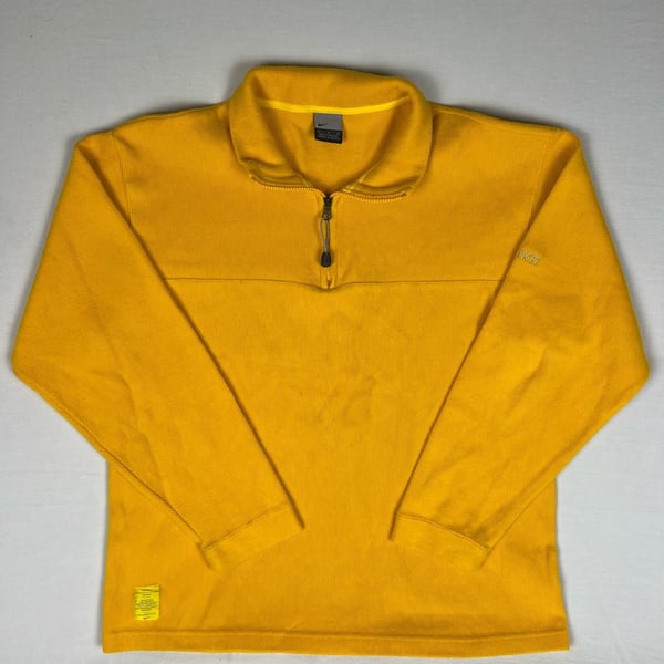 Vintage Nike 90s/2000s Heavyweight Ribbed 1/4 Zip Pullover Gold Yellow Large L