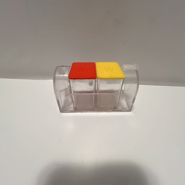 Vintage Clear Plastic Mailbox Salt and Pepper Shakers Toothpick Holder