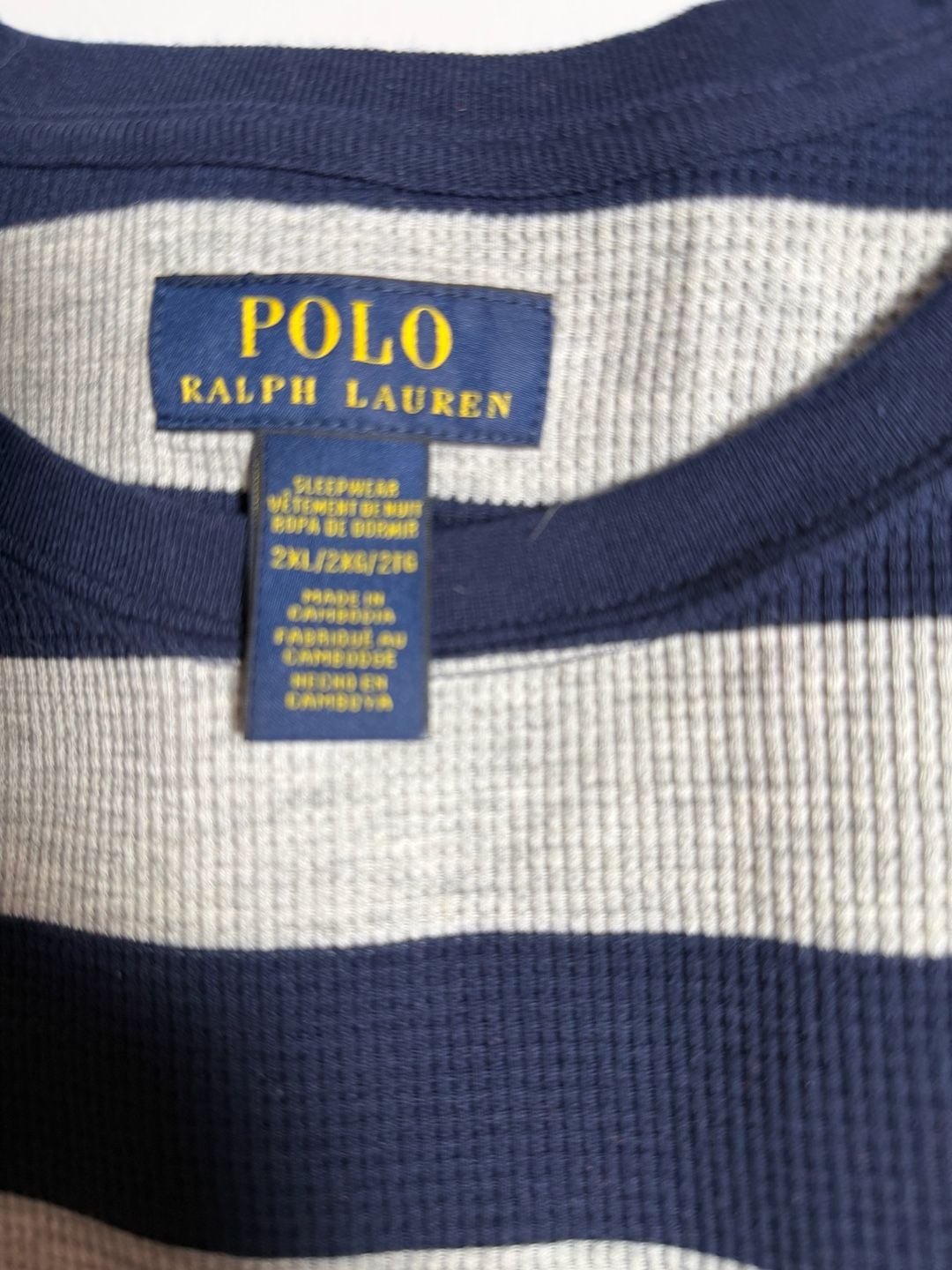 Polo Ralph Lauren Waffle-Knit Pajama Shirt Size 2XL Striped Thermal 4