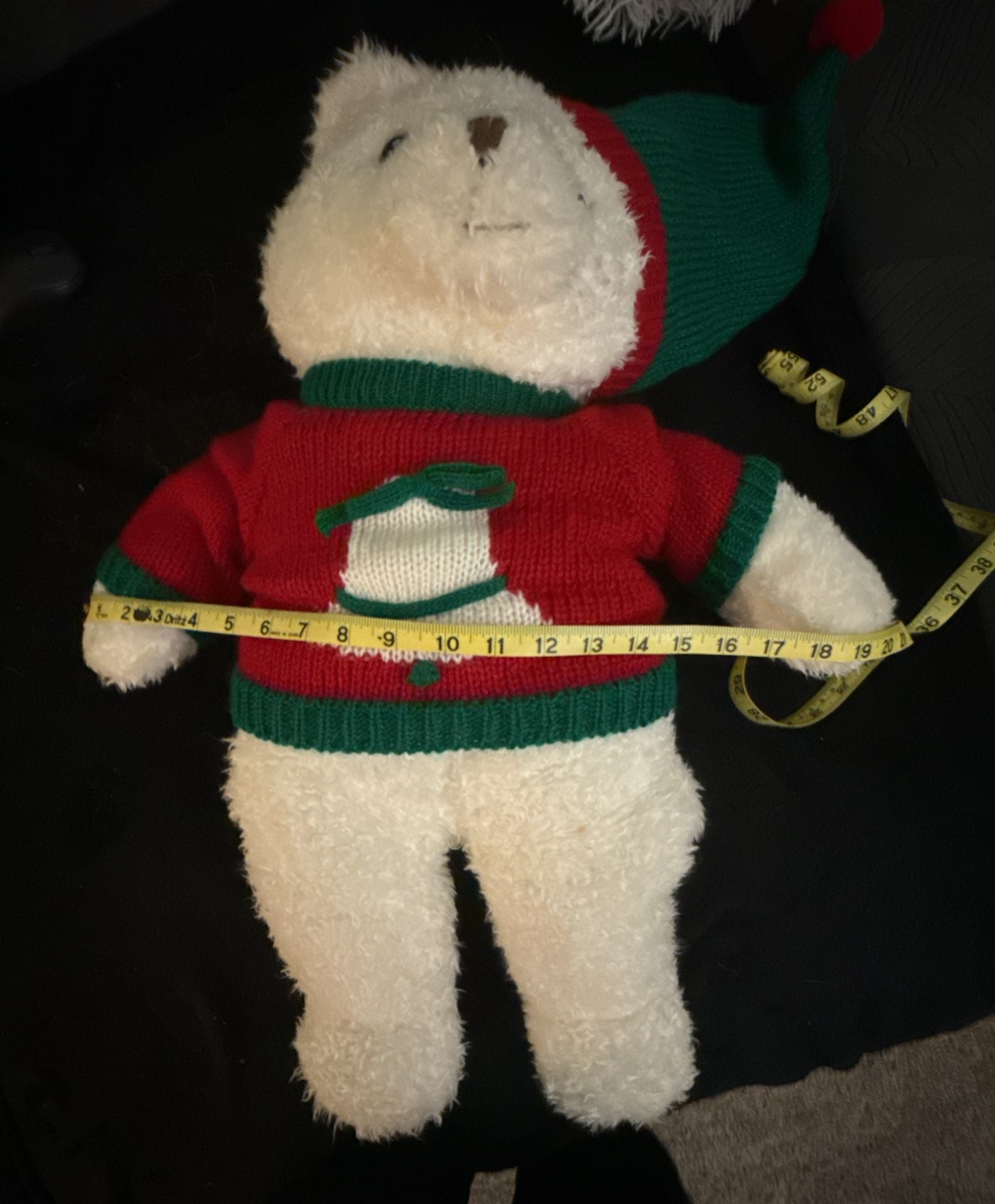 Vintage JC Penney Holiday Collection Plush White Teddy Bear Christmas Sweater 2