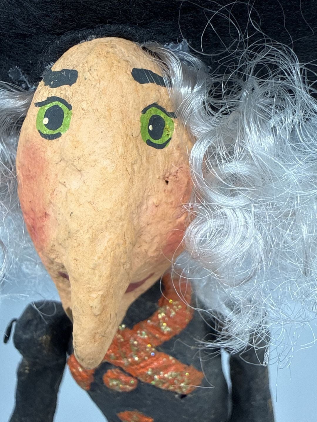 Monnie Wilson Halloween Bobber Witch Paper Mache 11.5” Folk Art Figurine Vtg  11