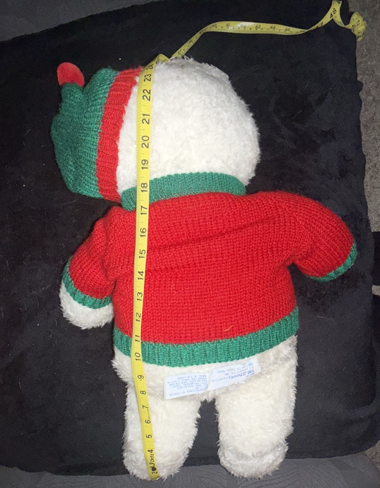Vintage JC Penney Holiday Collection Plush White Teddy Bear Christmas Sweater 5