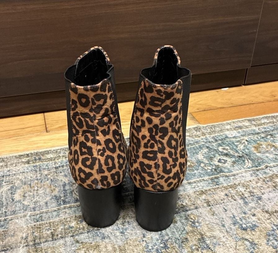 Kittenish Leopard Print Pointed Toe Booties Size 11 5