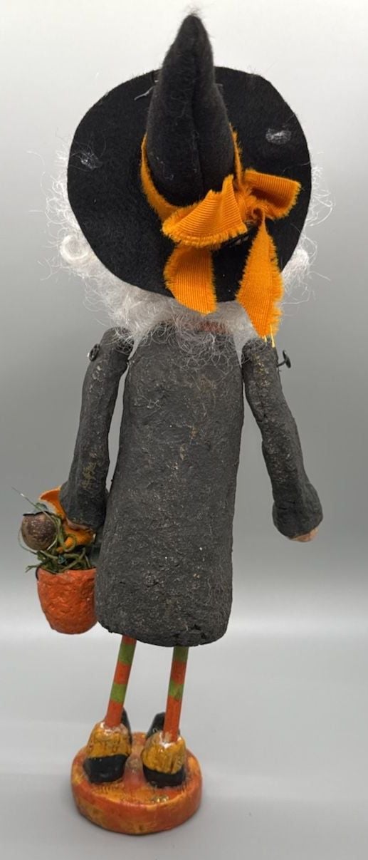 Monnie Wilson Halloween Bobber Witch Paper Mache 11.5” Folk Art Figurine Vtg  15