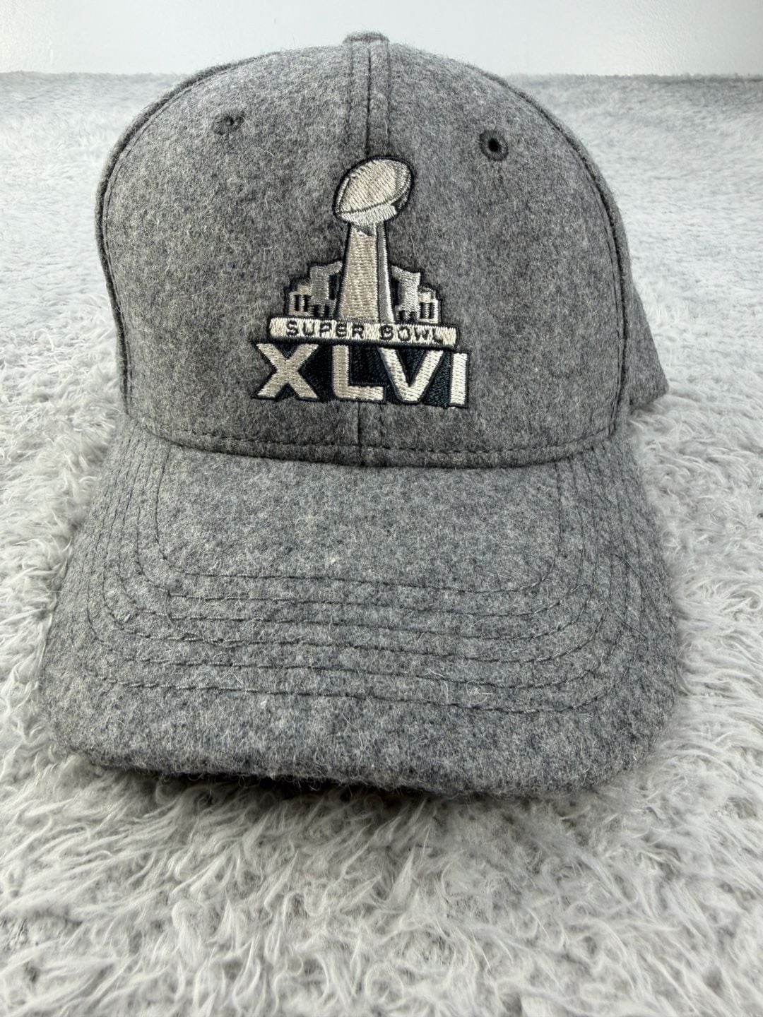 NFL Super Bowl XLVI Wool Baseball Hat Cap Gray 2