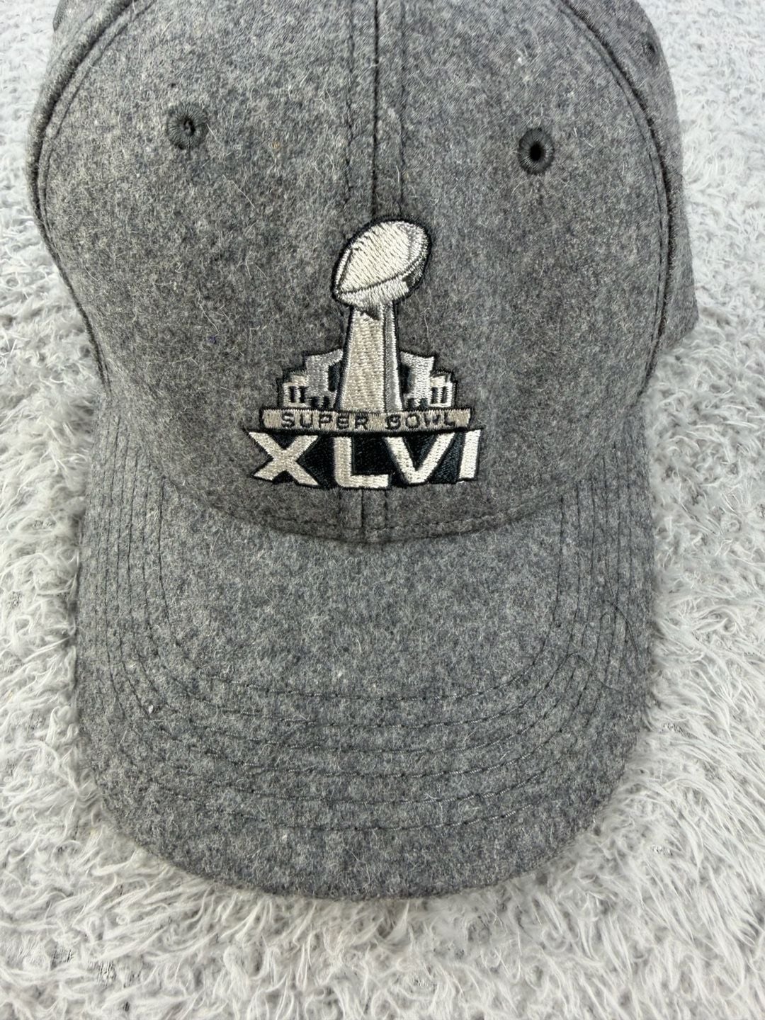 NFL Super Bowl XLVI Wool Baseball Hat Cap Gray 3