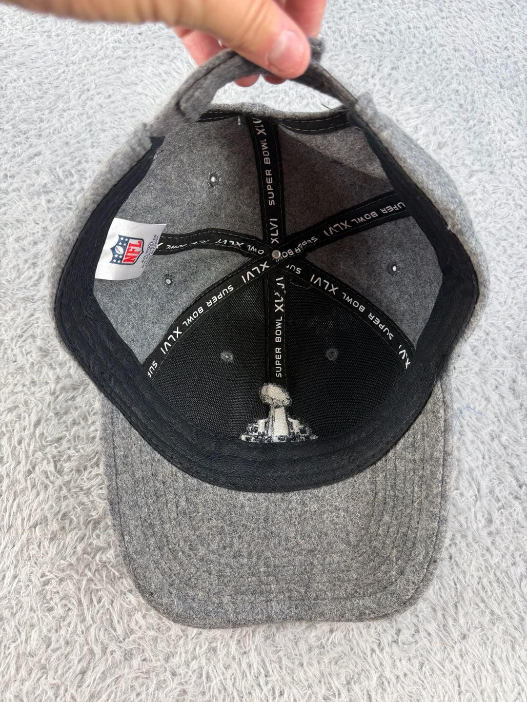 NFL Super Bowl XLVI Wool Baseball Hat Cap Gray 9
